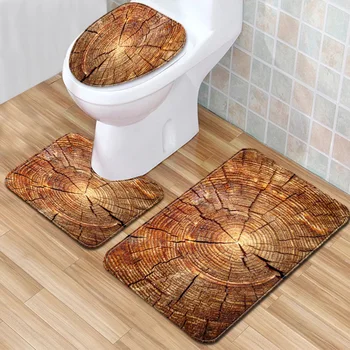 

3pcs Practical Home Decor Toilet Cover Protective Hotel Bathroom Rugs Set Floor Washable Non Slip Shower Flannel Front Door