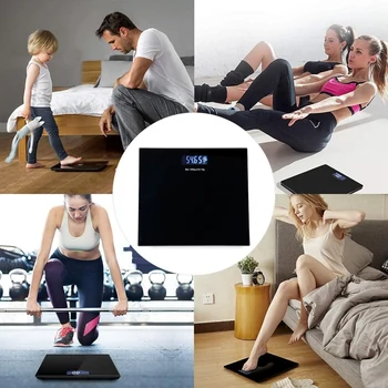 

32X32cm Body Weight Scale for People,Battery-Powered Scale with High Accuracy Digital Scales Up to 400 Pounds Max-Black