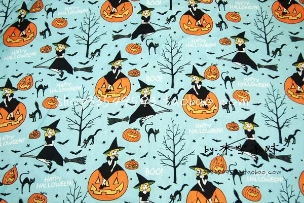 100*105 см Хэллоуин Тыква Ведьма хлопчатобумажная ткань DIY ручной работы материал