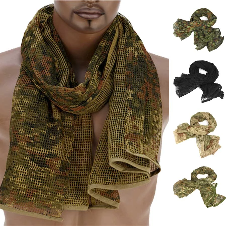 Bufanda de algodón de camuflaje militar, pañuelo de malla de 190x90cm, velo la cara francotirador, para acampar, cazar, senderismo|bufandas| - AliExpress