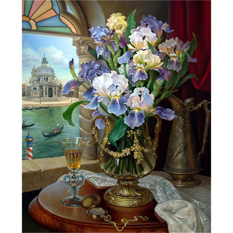 

BAISITE DIY Painting By Numbers Hand Painted Canvas Flower Modern Wall Picture Art For Living Room Home Decoration OTG6107