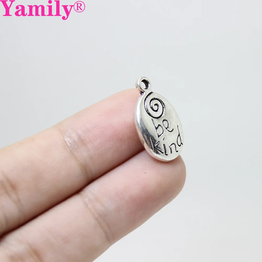 Yamily 15 шт.-13х20мм Античный Серебристый тон 3d be kind Charm подвеска для самостоятельного