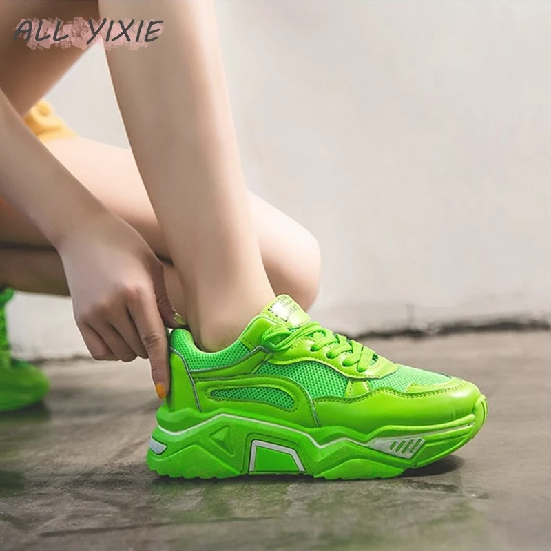 Все YIXIE/ женские модные белые кроссовки на платформе для женщин, женская обувь в повседневном стиле на толстой подошве, женская прозрачная обувь на шнурках