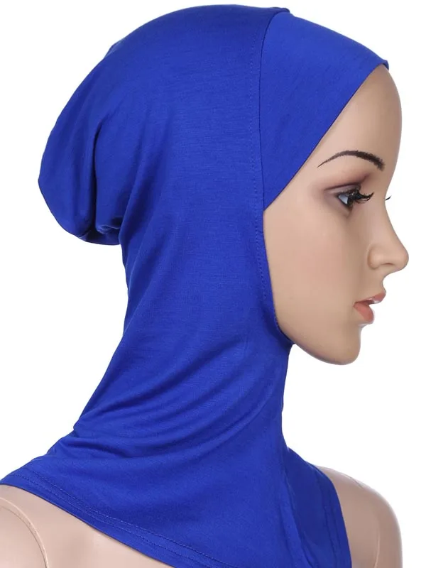 Мусульманские женские Девушки Спорт внутренний хиджаб колпачки исламские мягкие растягивающиеся подшарф шапки кроссовер классический стиль - Цвет: Blue