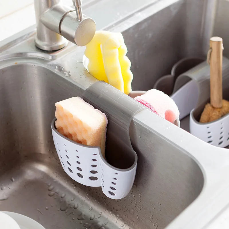 

Sink Shelf Soap Sponge Drain Rack Silicone Storage Basket Bag Faucet Holder Adjustable Bathroom Holder Sink Kitchen Accessorie