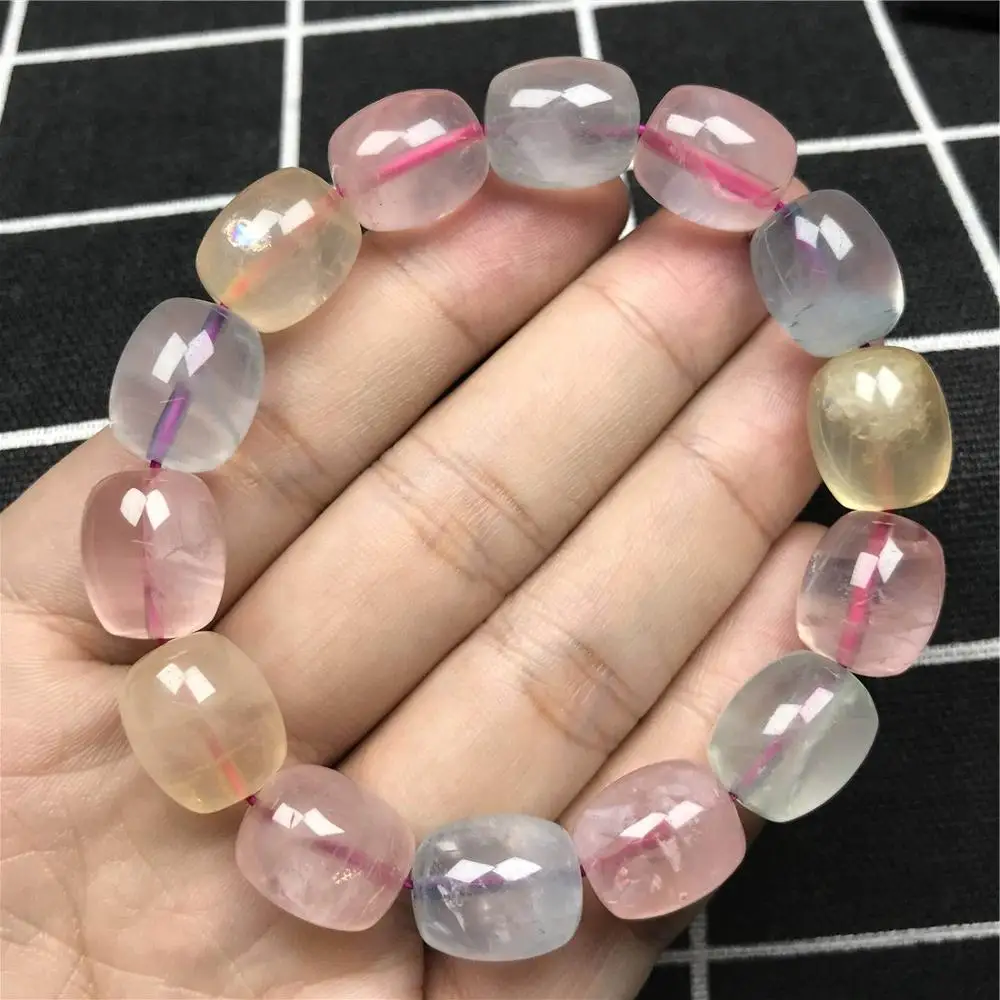 

Genuine Natural Beryl Morganite Bracelet For Woman Love Stone Clear 14x10mm Barrel Beads Crystal Gemstone Bracelet Jewelry AAAAA