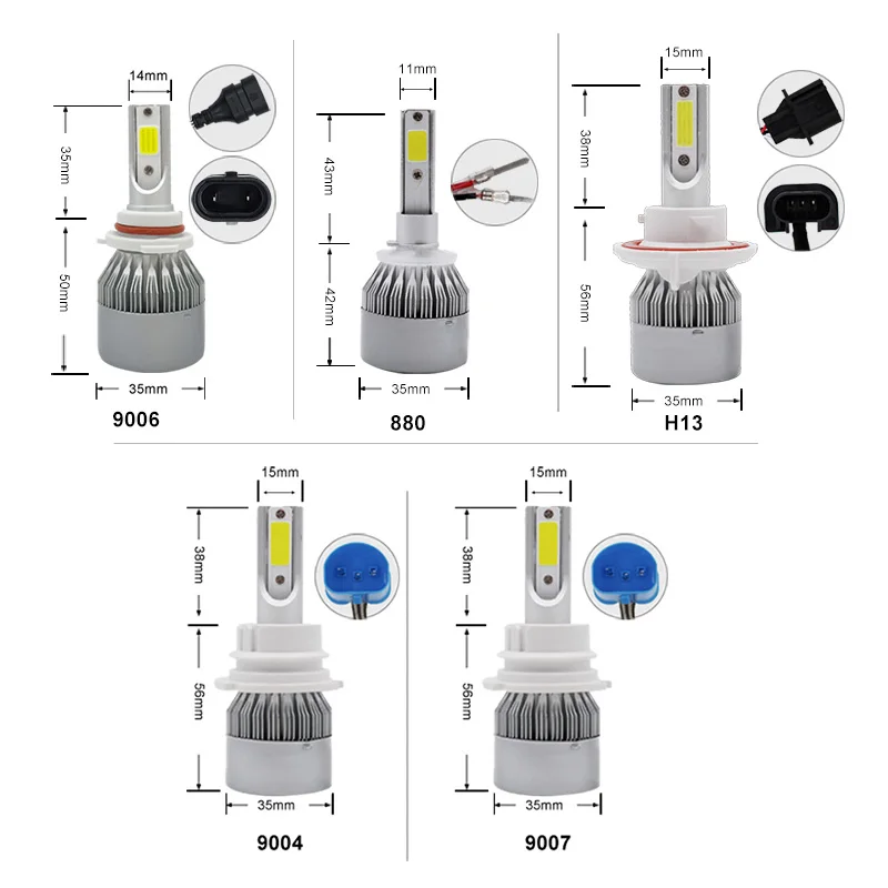 TF30 2 шт./лот светодиодный головной светильник с двойной лампы золото Conversion Kit светильник 72W фары для 8000LM H1 H3 H4 H7 HB3 HB4 9004 9005 Авто C6 по технологии COB 6000K