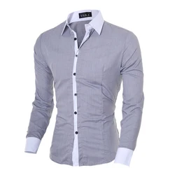 Camisas ocasionais de algodão de manga comprida para baixo camisas de vestido de buiness de cor sólida