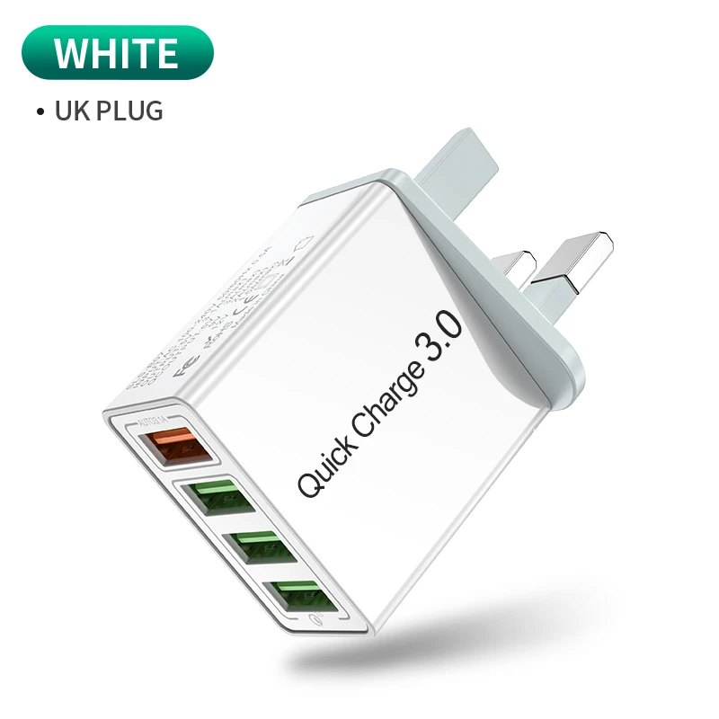 Udyr Quick Charge 3,0 4,0 USB зарядное устройство для iPhone 8 7X11 Smausng S10 Xiaomi huawei быстрое зарядное устройство QC3.0 настенное зарядное устройство для мобильного телефона - Тип штекера: Black-UK Plug