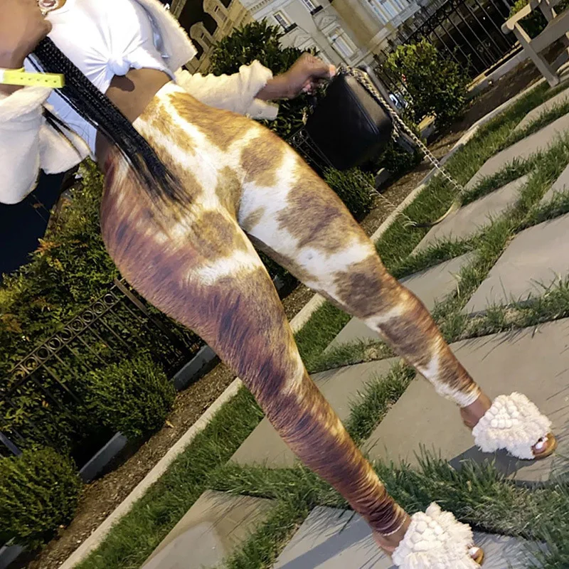New Autumn Winter Women High Waist Print Skinny Pencil Pants Vintage Classic Long Trousers Fashion Leggings