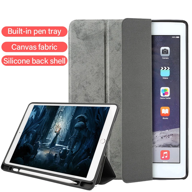 

Luxury Cloth Texture Tablet Case For iPad Pro 12.9 inch Silicone Back Stand Ultra-thin Smart Cover For iPadpro 2020 Coque