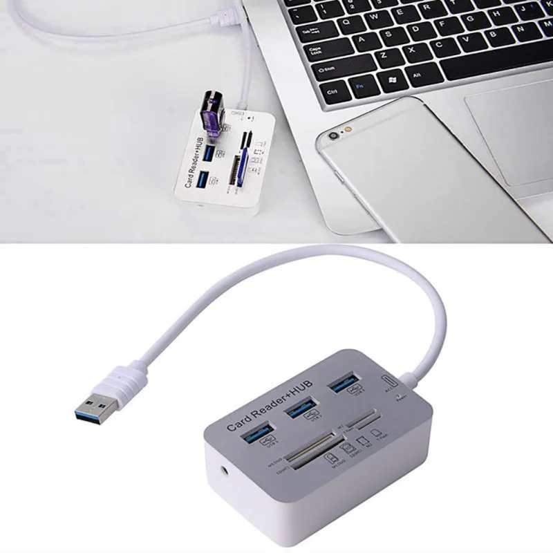 USB 3,0 концентратор 3 порта USB интерфейс+ кардридер комбо-разветвитель комбинация высококачественный USB считыватель комбинированных карт