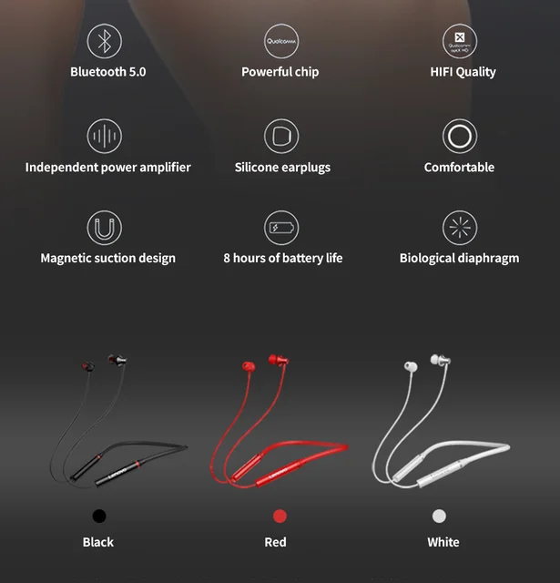 Lenovo HE05X Neckband Wireless Headphones Bluetooth 5.0 Dual Stereo Bass HiFi Music Music & Sound cb5feb1b7314637725a2e7: Black|Red|White