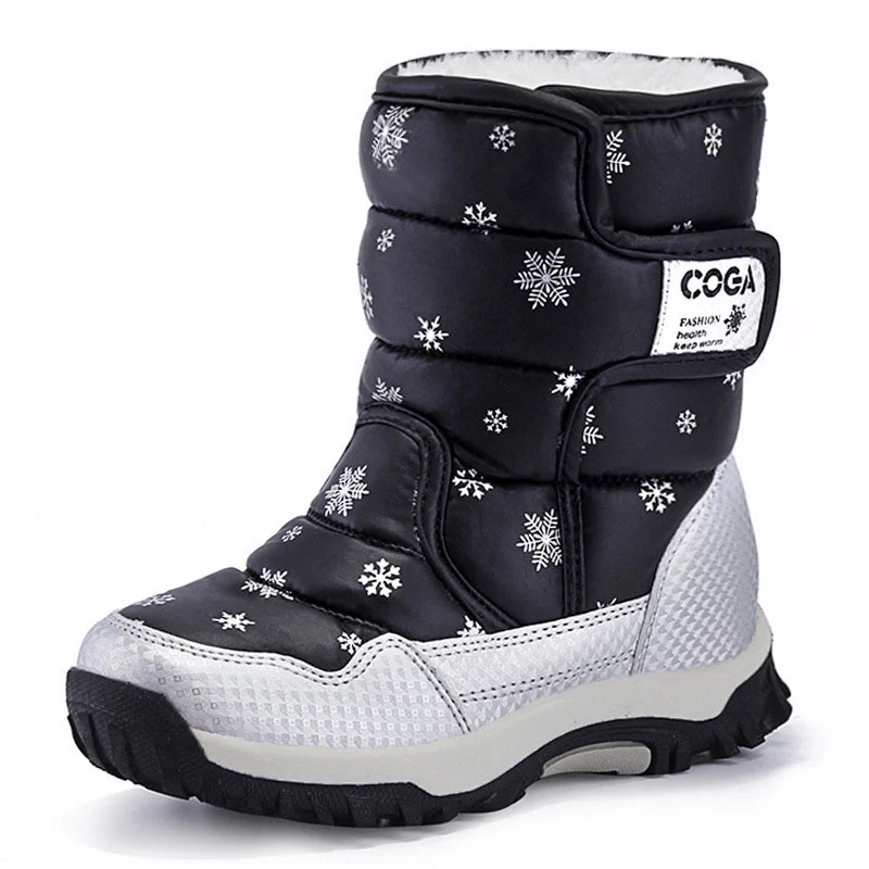 Новые детские зимние сапоги, обувь для девочек, зимние сапоги, модная плюшевая детская обувь, водонепроницаемые кроссовки для студентов, детские сапоги - Цвет: Черный