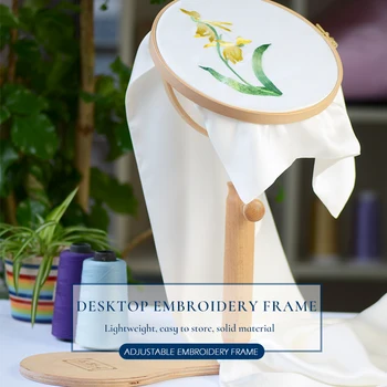 

1 pcs Embroidery Stand Hoop Wood Embroidery Hoop Embroidery Hoop Ring Frame Adjustable Sewing Tools Table embroidery stand