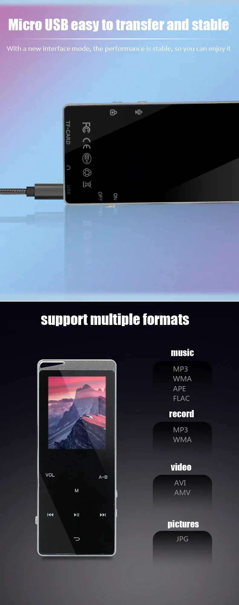2021 New HIFI Music Lossless MP4 player with Bluetooth HD