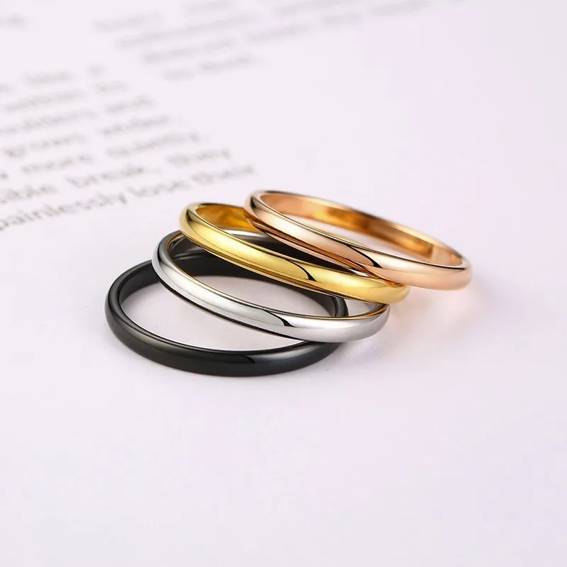 2MM Thin Classic Dome Ring Stainless Steel Wedding Band for Men Women Stacking Rings Comfort Fit Domed Polished wedding rings finger rings jewelry rings ring jewelry couple rings