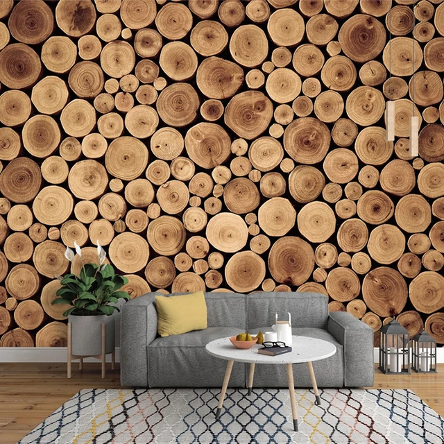 3D Wallpaper Retro Nostalgic European Style Log Wood Annual Ring Mural  Living Room Study Restaurant Background