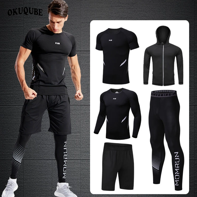 

Men Sportswear Sports Joggers Compression Sports Suit Breathable Running Sets Clothes Training Gym Fitness Tracksuit Running Set