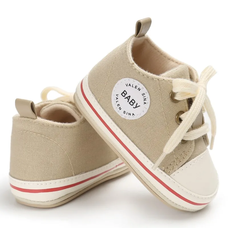 Звездный Логотип Детская парусиновая обувь Младенческая обувь для новорожденных мягкая подошва Спортивная обувь первые ходунки кроссовки для 0-18 м - Цвет: YTM1437K