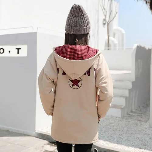 

Lambs Wool Coat GIRL'S Winter 2019 New Style Korean-style Junior High School Students Mid-length Brushed And Thick Cotton Coat