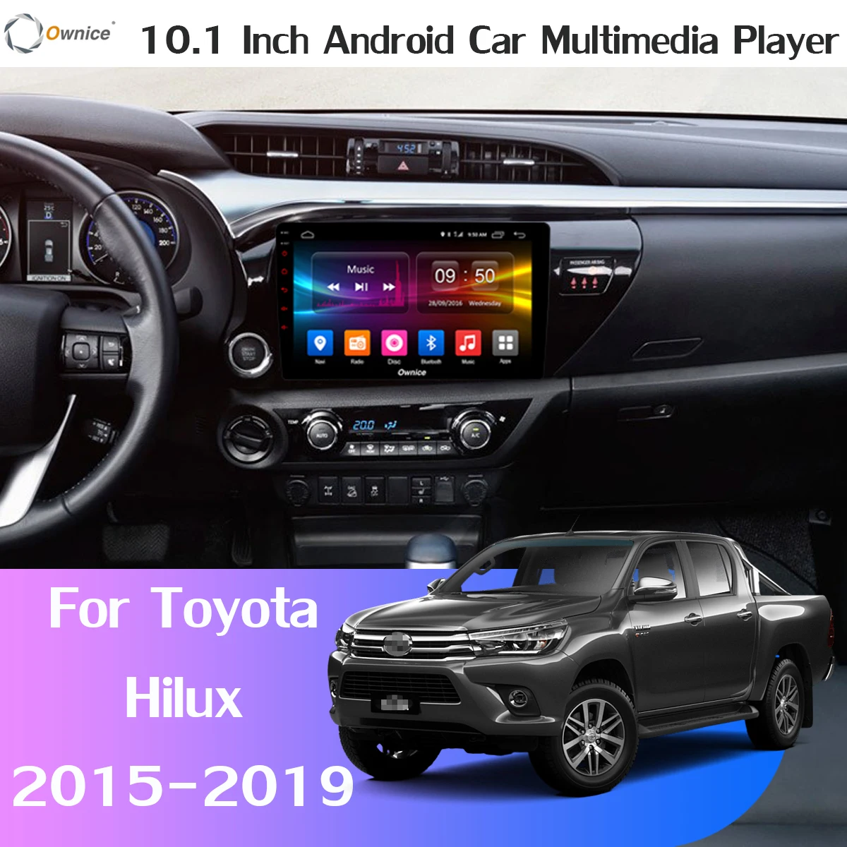 360 ° панорамный Android 9,0 8Core 4G+ 64G Автомобильный мультимедийный плеер для Toyota Hilux gps компактное минирадио CarPlay