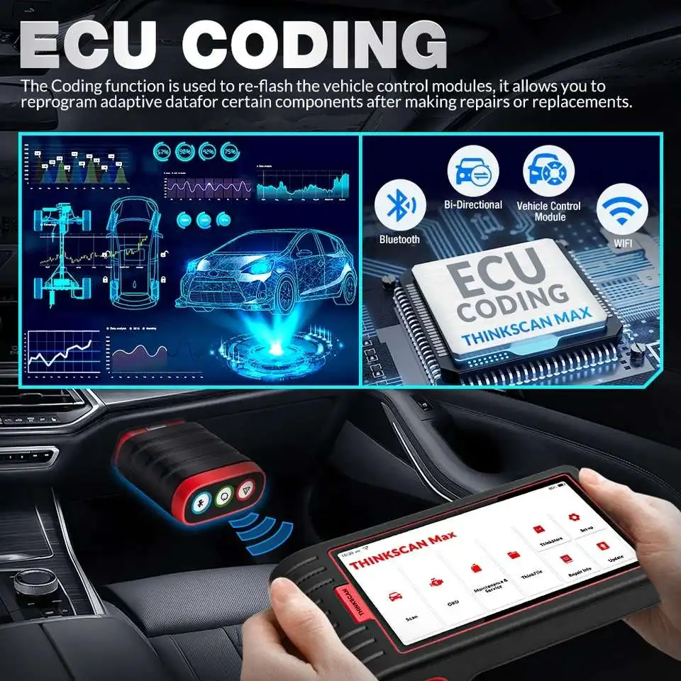 US $349.96 Thinkcar Thinkmax Full System Diagnostic Scan Tool OBD2 Scanner With 16 Reset Funtions Free Update Lifetime PK Launch CRP909E