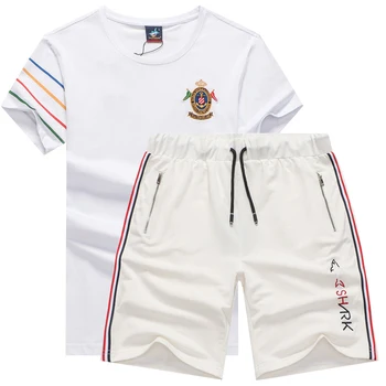 

Men's kits Summer two piece sets sports suit tracksuits husband 2 pcs sets Tace & Shark Brand Men's t-shirts jogging shorts