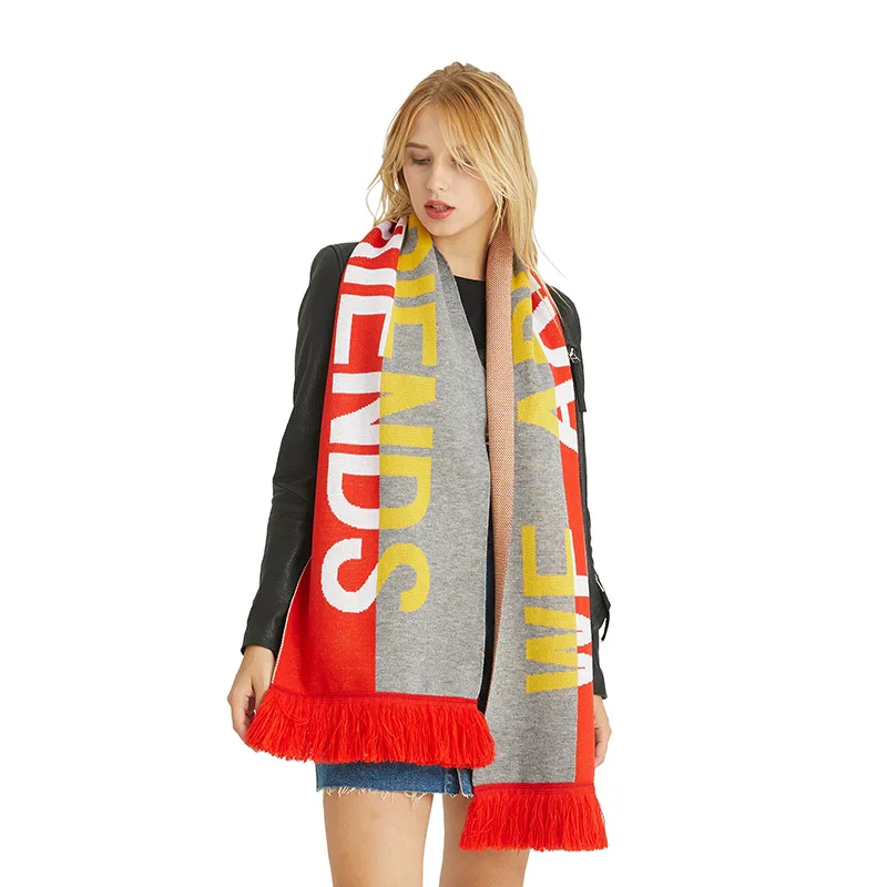 

Autumn and Winter Female Baitiechao Hip-hop Scarf Couple European and American Neck New Type Individual Letter Pattern Printing