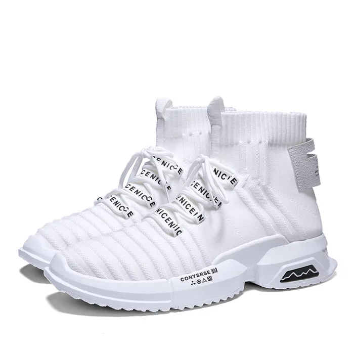 W009 White VSIOVRY/сезон весна-осень; модные носки; кроссовки; Мужская обувь; обувь для папы; мужские вязаные дышащие Прогулочные кроссовки; нескользящие красовки - Цвет: W009 White
