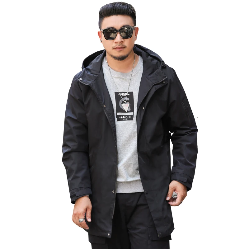 Плюс размер 5xl 6xl 7xl 8xl фитнес средней длины мужская куртка новые осенние куртки Повседневная ветровка тонкое пальто Мужская молодежная