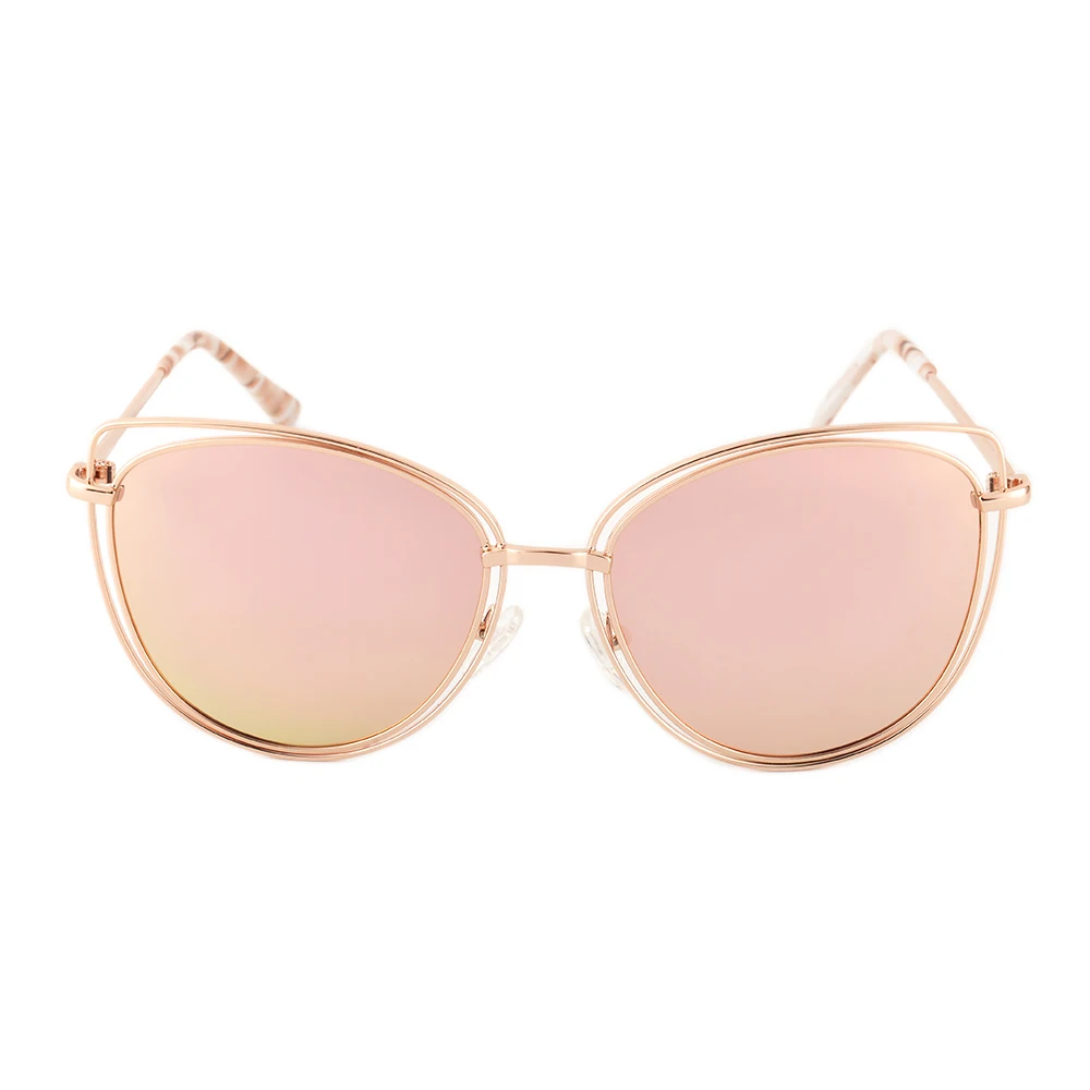 

Gudzws Polarized SunglasseS Classic Retro Hollowed Out Mirrored Lenses Cat Eyes Fashion Women