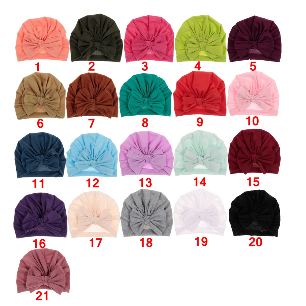 Nishine Baby Cotton Blend Headband Turban Soft Rabbit Bowknot Kids Hats Children Girls Elastic Headwrap Baby Hair Accessories