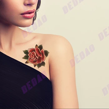 

Fashion Sexy Temporary Tattoo Sticker Rose Flower Design Tatoo Hand Arm Belly Chest Art Fake Tattoo Sticker For Girl Women Men