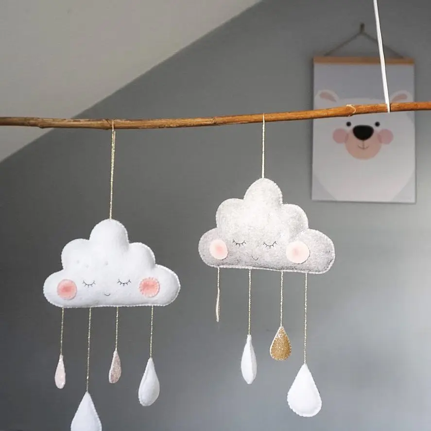 

INS Nordic Style Kids Room Decoration Handmade Felt Raining Cloud Hanging Decor Girls Bed Hanging Teepees Tent Toy for Children