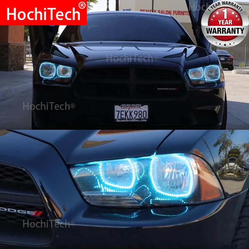 Новейшие многоцветные фары RGB светодиодный angel eyes Halo Ring Eye DRL RF пульт дистанционного управления для Dodge charger 2011- Аксессуары