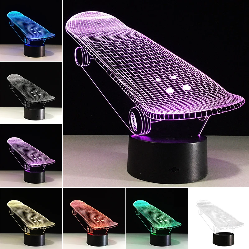 DC 3W Scooter 3D LED Illusion Nights Light 7 Colors Touch Switch Table Desk Lamp