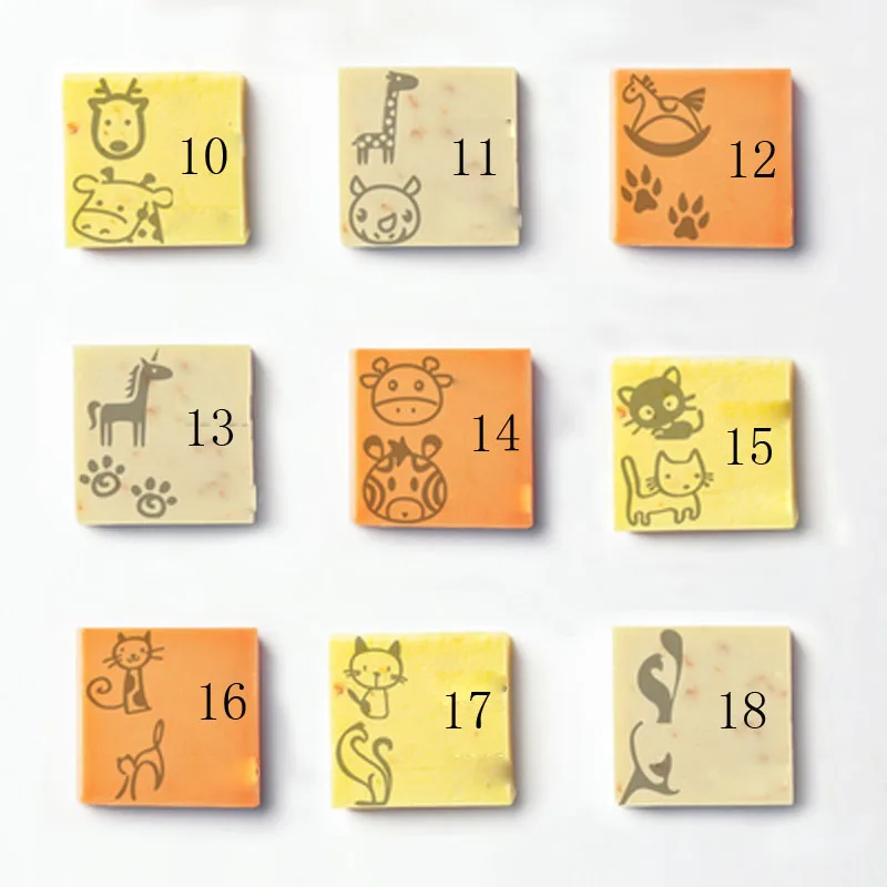 Transparent Natural Handmade Soap Seal, Acrylic Crystal Stamp, Cute Fruits, Animal Patterns, Organic Glass