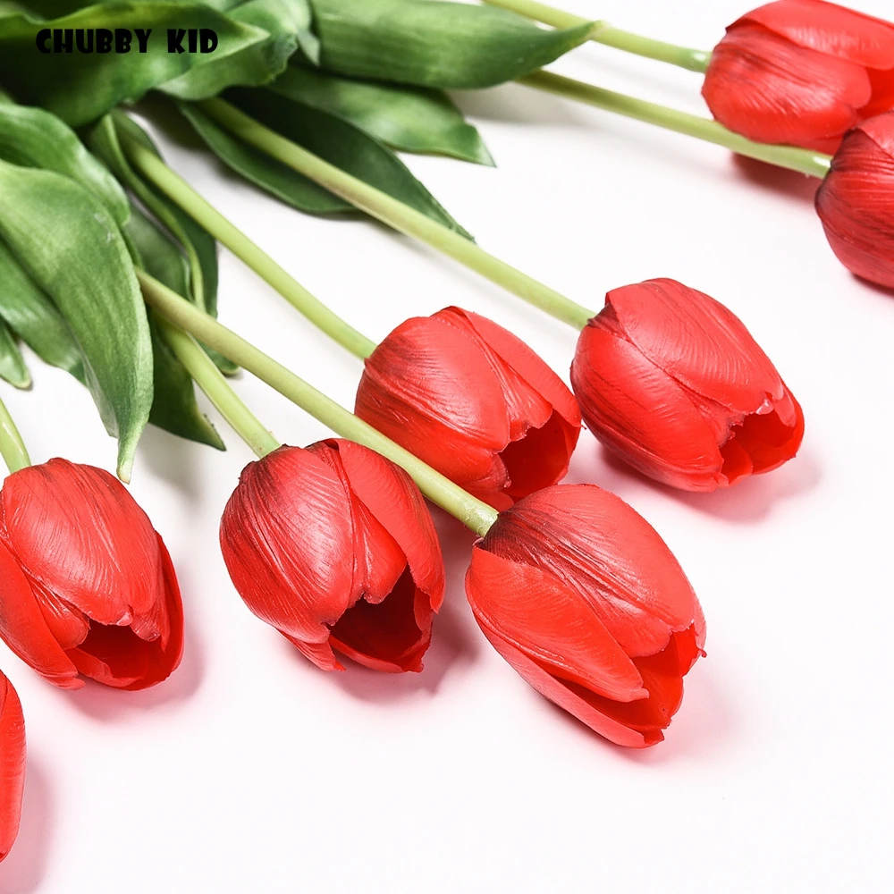 30pcs/lot ! Wholesale High Simulation Real Touch Soft Plastic Tulips Wedding Flower Fake Tulip