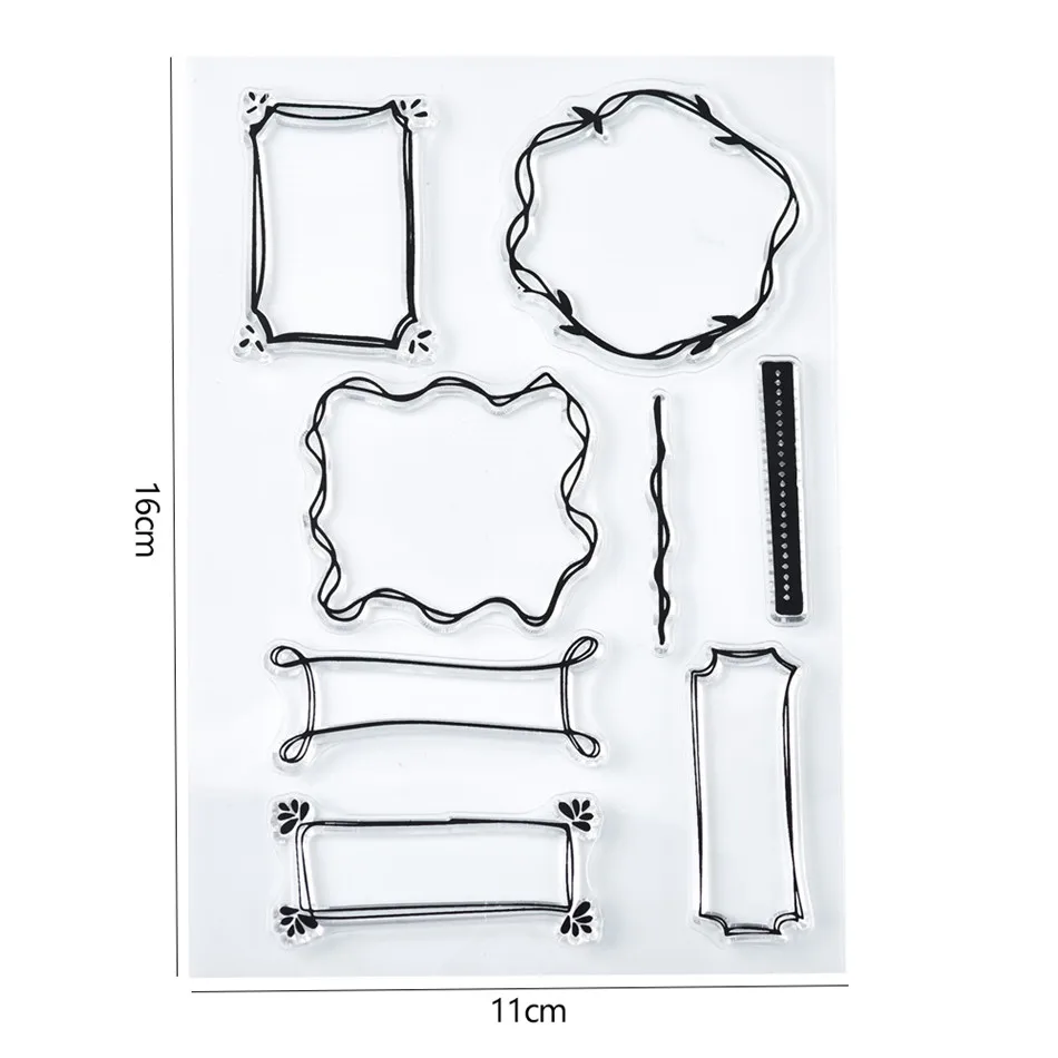 8pcs Square Border Frame Clear Stamps for Scrapbooking New Christmas Stamp for DIY Photo Album Decorative Stamp Crafts