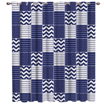 

Blue Traditional Japanese Pattern Wave Living Room Blackout Fabric Indoor Decor Kids Window Treatment Ideas Window Treatment Set