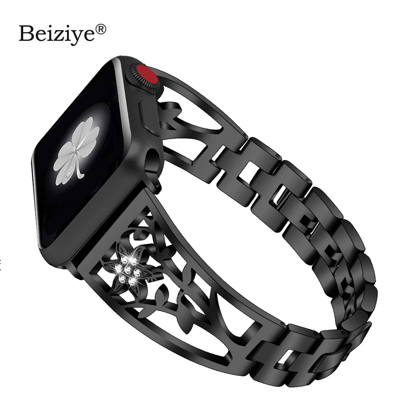 Женский Алмазный ремешок для Apple Watch Band 38 мм 42 мм 40 мм 44 мм браслет ремешок из нержавеющей стали браслет для iWatch серии 4 3 2 1