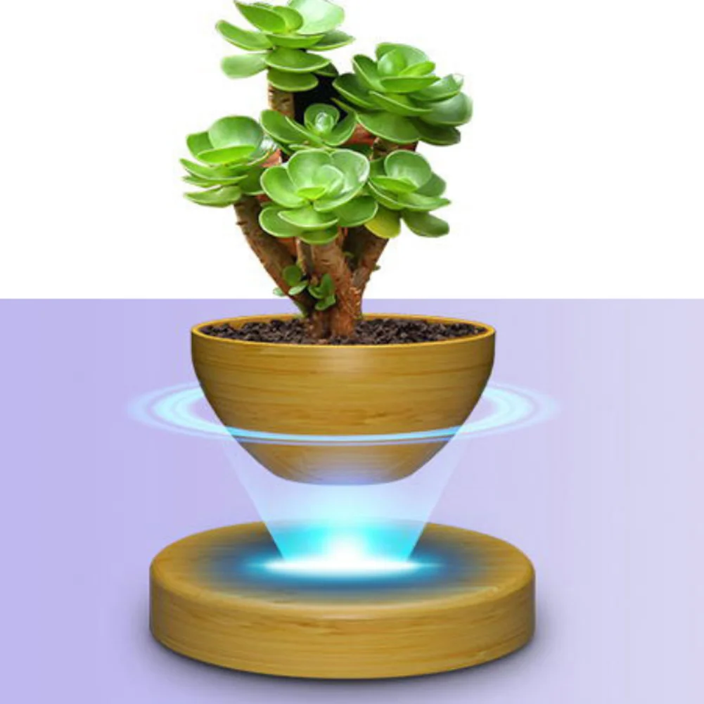 Levitating Air Bonsai Pot Rotating Flower Planter Magnetic Levitation Suspension Flower Floating Pot Desk Home Office Decor