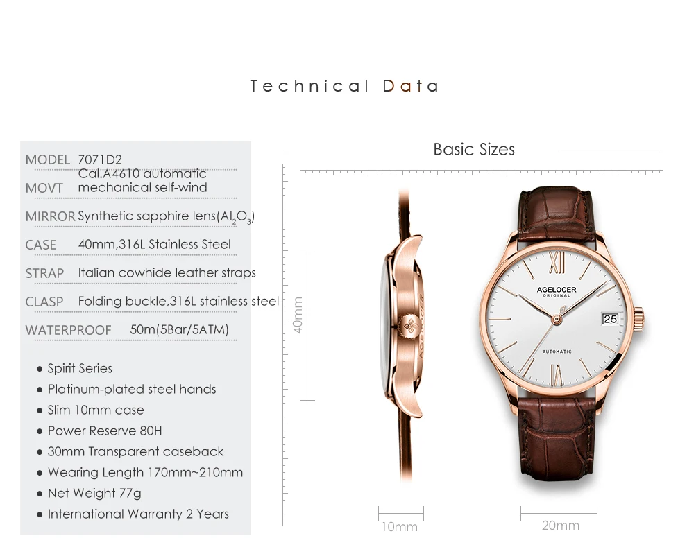 Швейцарские мужские часы автоматические механические часы запас хода 80 часов часы militar часы Топ бренд AGELOCER спортивные часы для мужчин