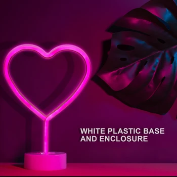 

Heart Neon Signs Pink LED Neon Light Sign with Holder Base, Battery Operation Heart Lamp, Light up Home Decoration