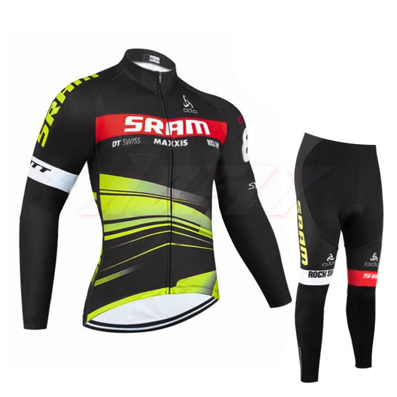 Новинка, зимняя команда SRAM pro, велосипедная Джерси, Ropa Ciclismo, термальная флисовая одежда для велоспорта, Майо, нижняя часть, 9D подкладка, тонкие велосипедные штаны, костюм