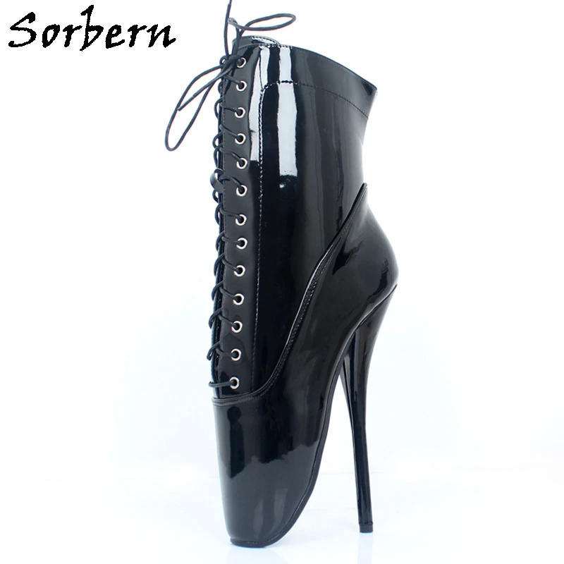 jialuowei-Extreme-18cm-7-High-Spike-Heels-Exotic-Fetish-Sexy-shiny-patent-Pointed-Toe-Lace-up