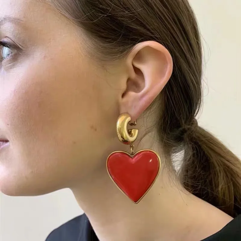RED HEART ER Rongho, Винтажное колье с красным сердцем, колье для женщин, Готическая металлическая цепочка, ожерелье с подвеской в виде звездочки и сердца, женское массивное ожерелье - Окраска металла: RED HEART ER