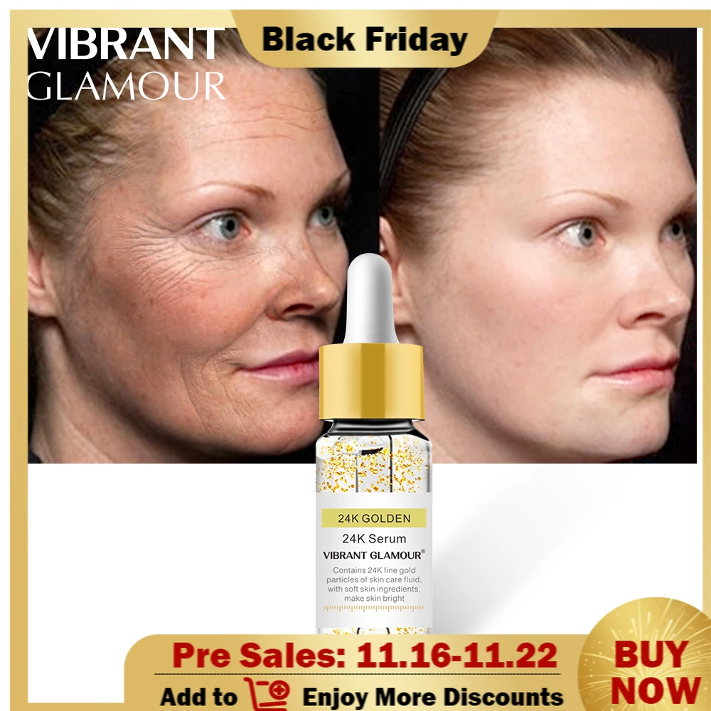 

VIBRANT GLAMOUR Gold Face Serum Whitening Anti-aging Anti-Wrinkle Hyaluronic Moisturizing Essence Firming Skin Care Product