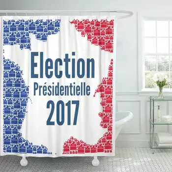 

France French Presidential Election Vote Ballot Box Campaign Candidate Shower Curtain Waterproof Polyester Fabric 72 x 72 Inches